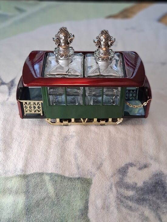No Brand Other - Vintage 1950s - 70s Musical Trolley Decanter Set – Lion Crown Stoppers – Working